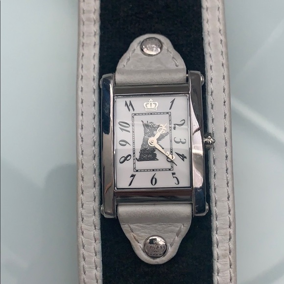 Juicy Couture Leather Velour Quartz Cuff Watch - Picture 2 of 5